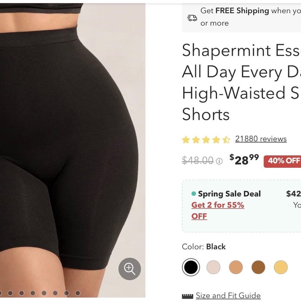 NWOT Shapermint All Day Every Day Black High-Waisted Shaper Shorts